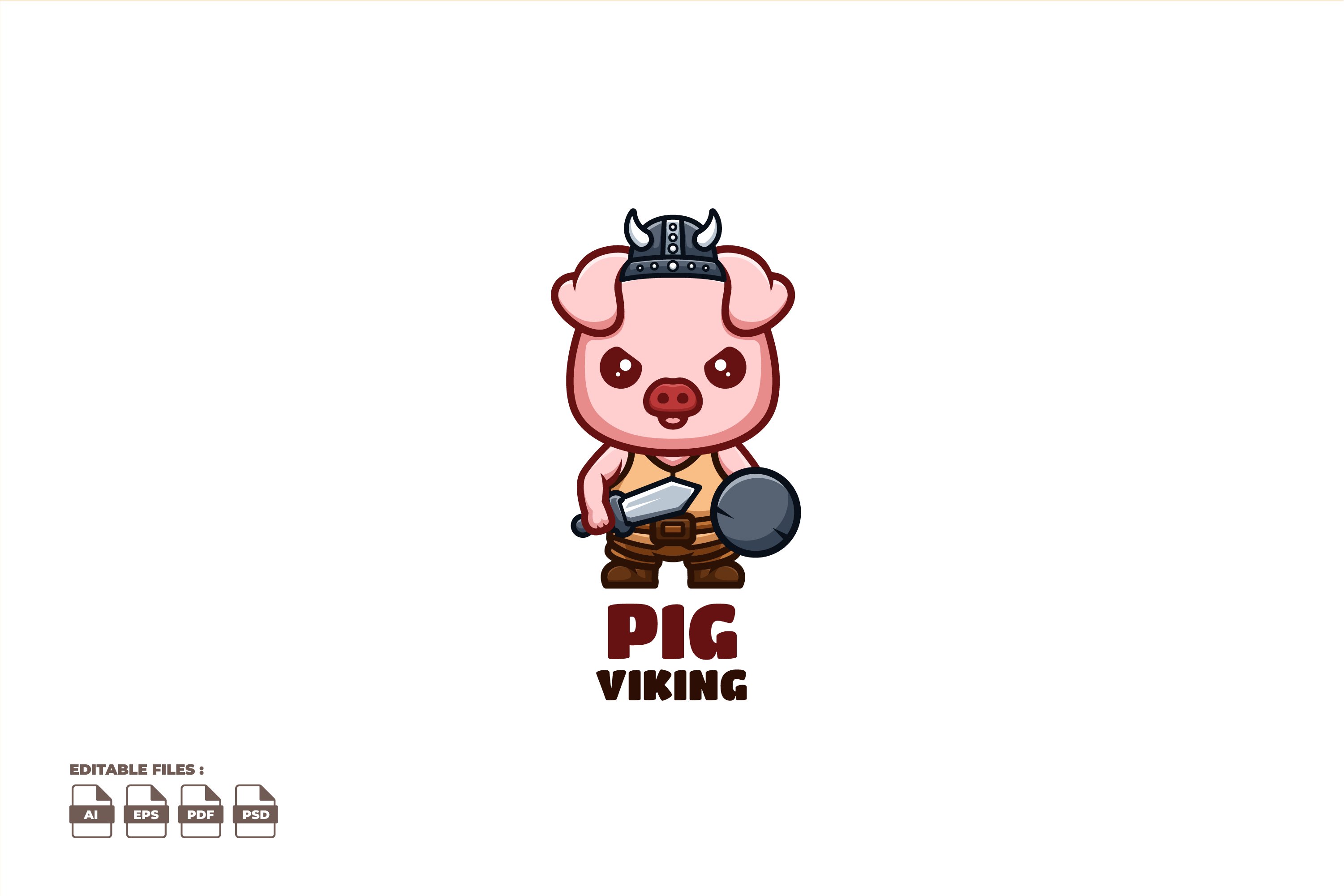 Viking Pig Cute Mascot Logo cover image.