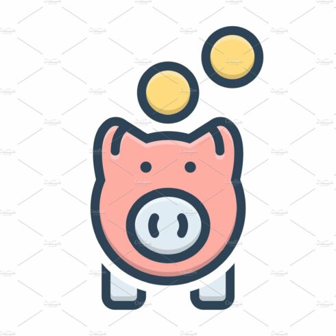 Piggy bank color icon cover image.