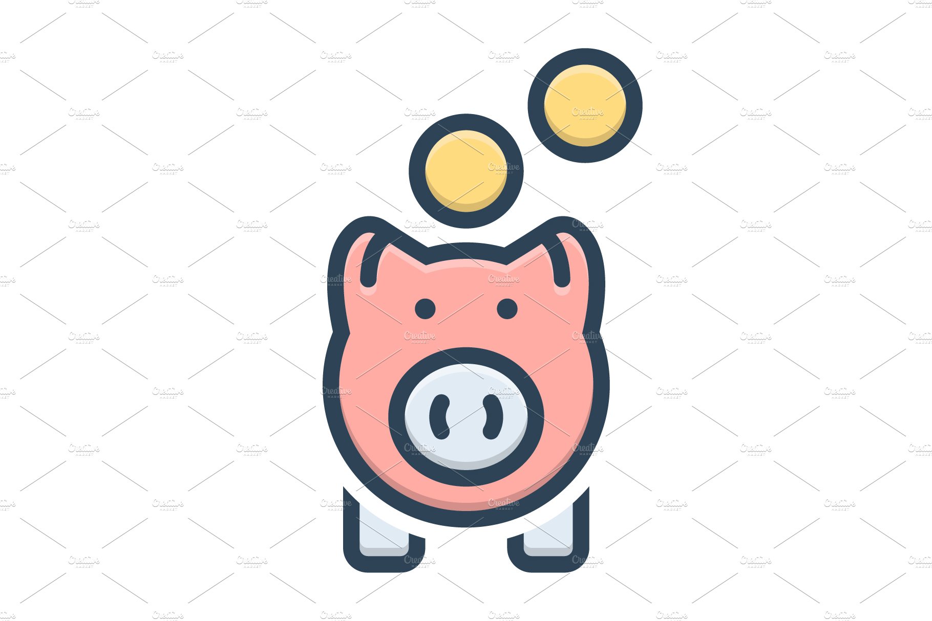 Piggy bank color icon cover image.