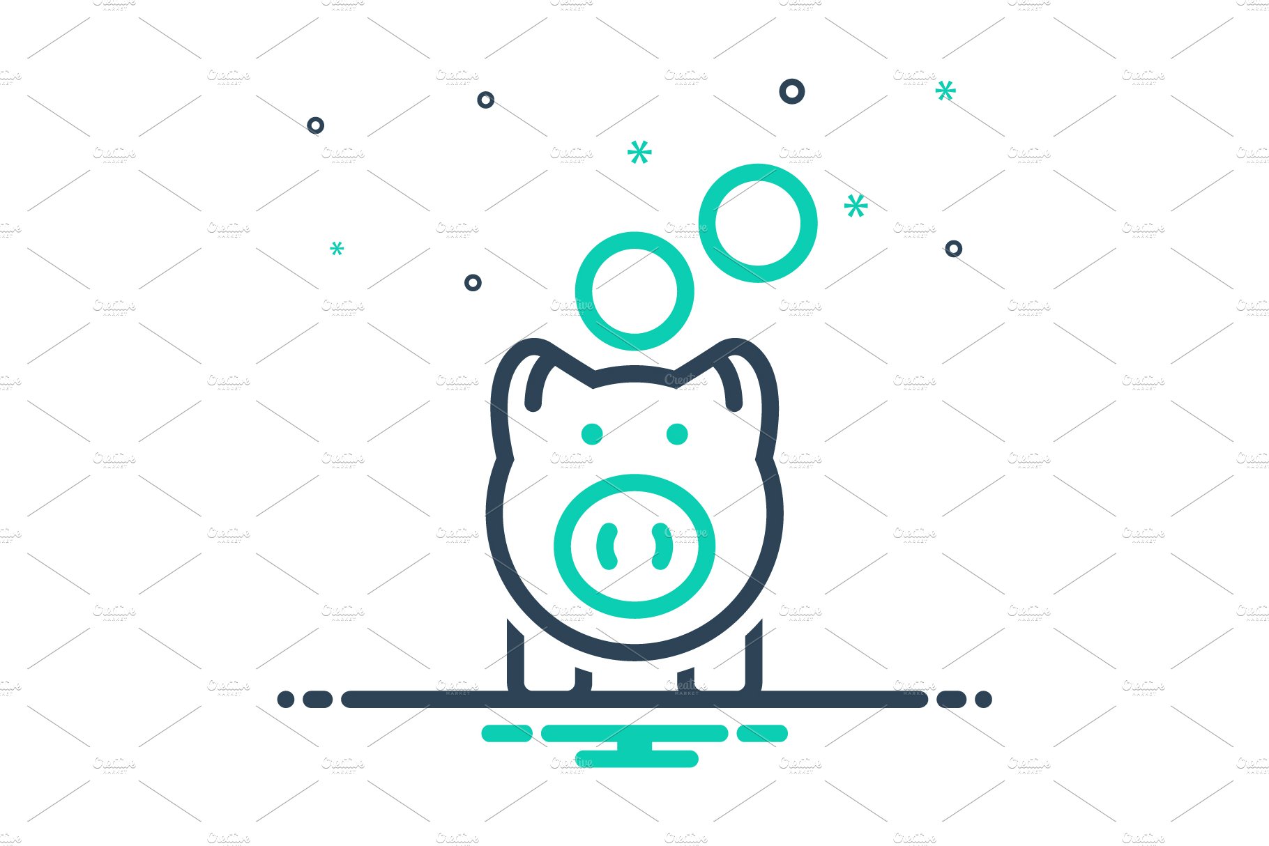 Piggy bank mix icon cover image.