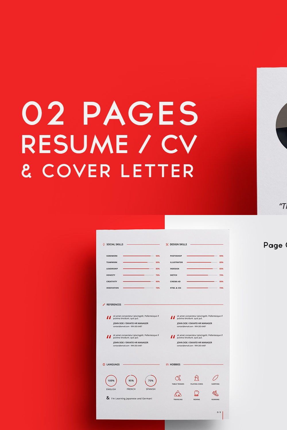 02 Pages Resume / CV pinterest preview image.