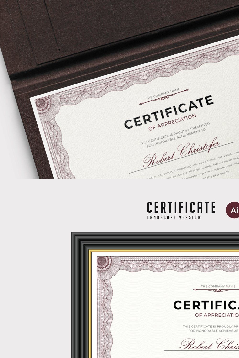 051. Clean Certificate Template pinterest preview image.
