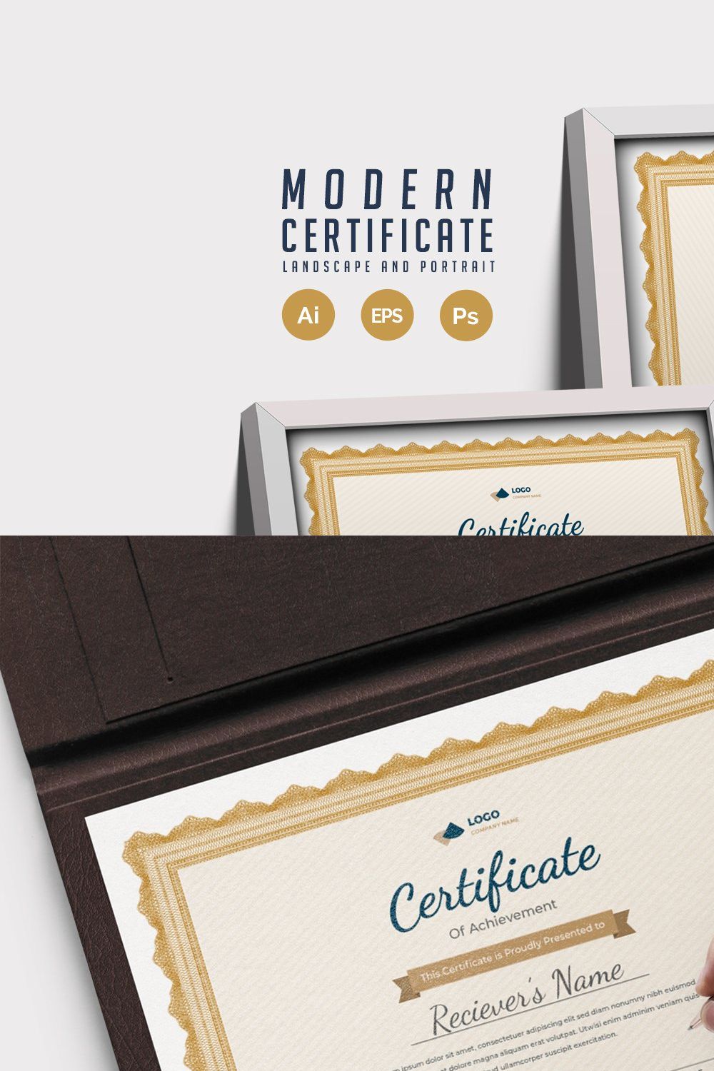 089. Clean Certificate Template pinterest preview image.