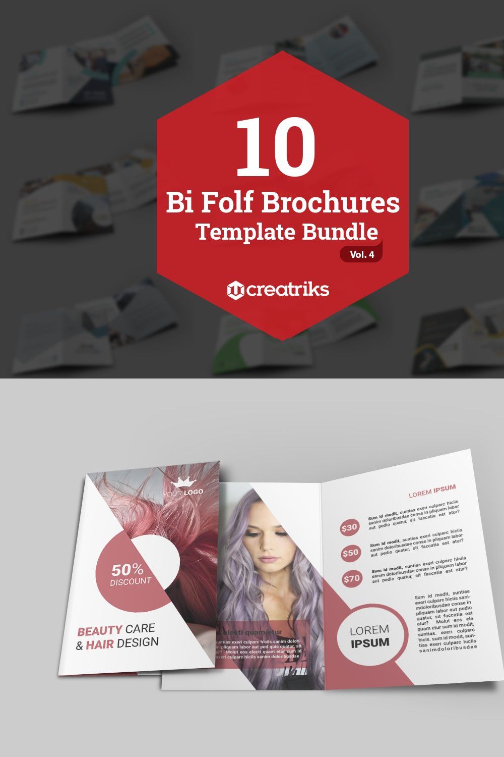 10 Bi Fold Brochures Bundle - Vol. 4 pinterest preview image.