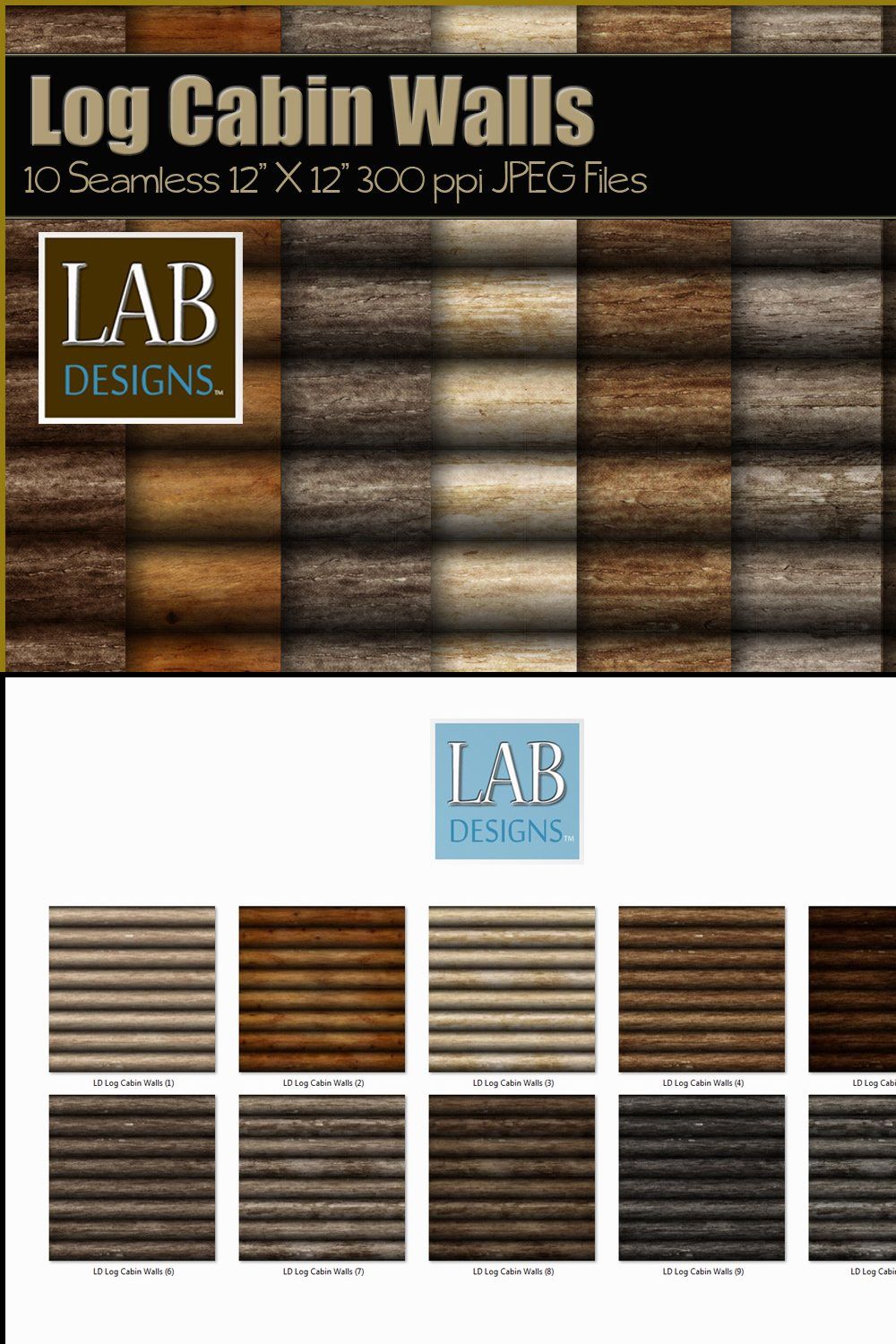 10 Wood Log Cabin Wall Textures pinterest preview image.