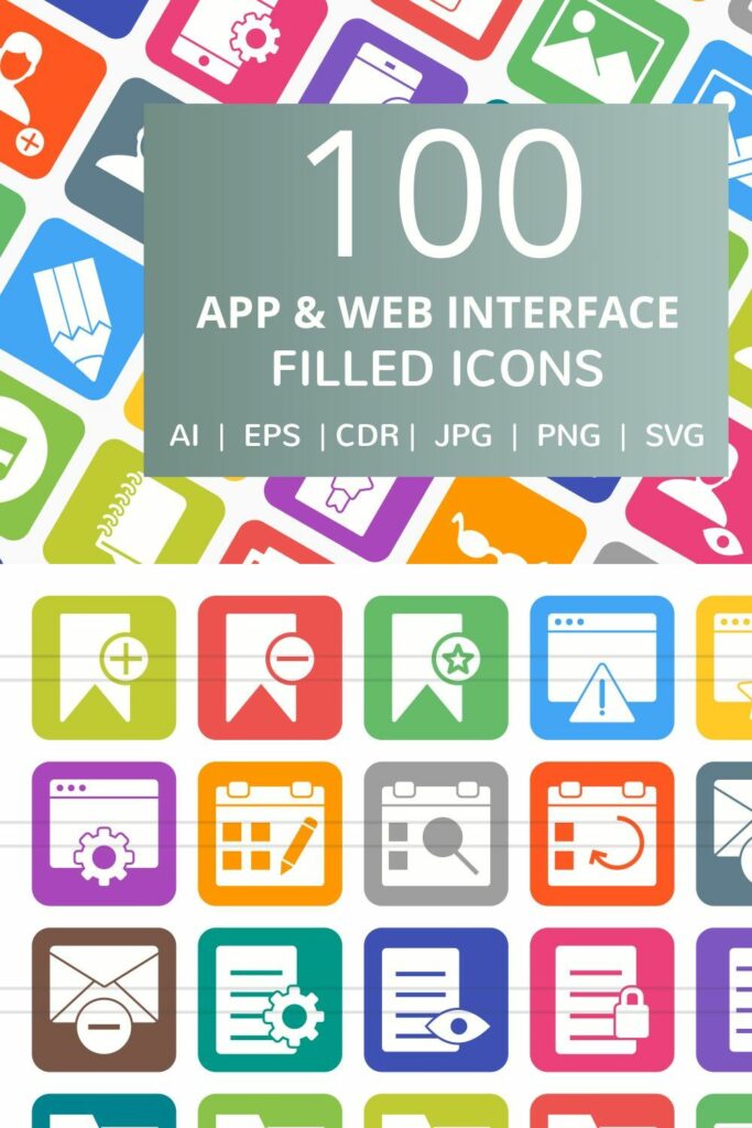 100 App & Web Interface Filled Icon – MasterBundles