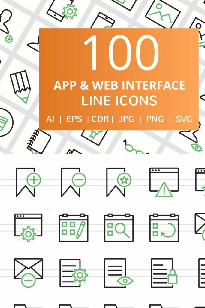 100 App & Web Interface Line Icons – MasterBundles