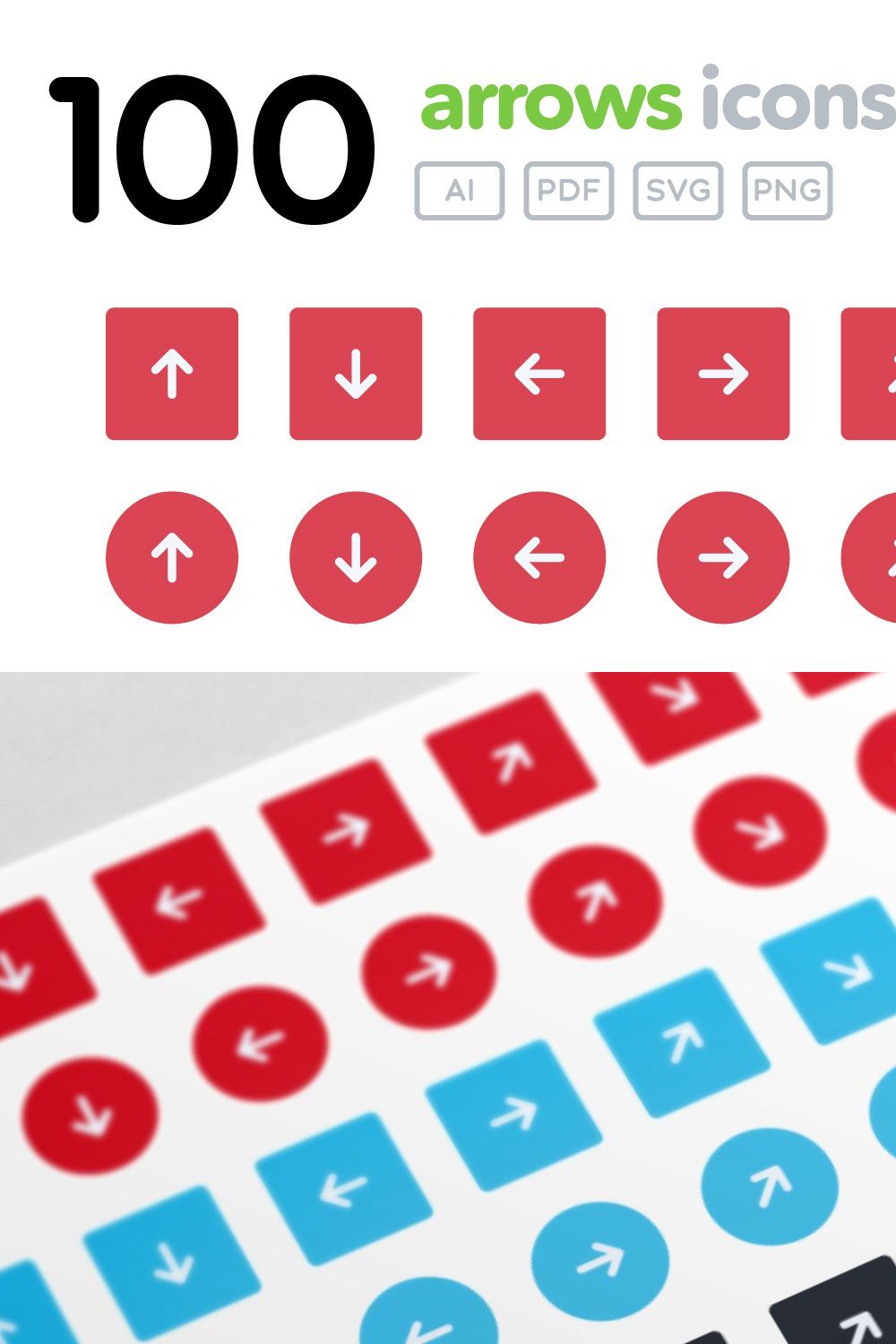 100 Arrows Icons - 2 - Jolly pinterest preview image.