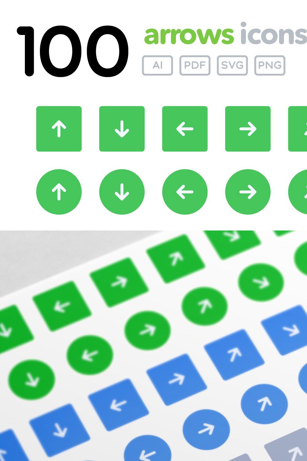 100 Arrows Icons - Jolly pinterest preview image.