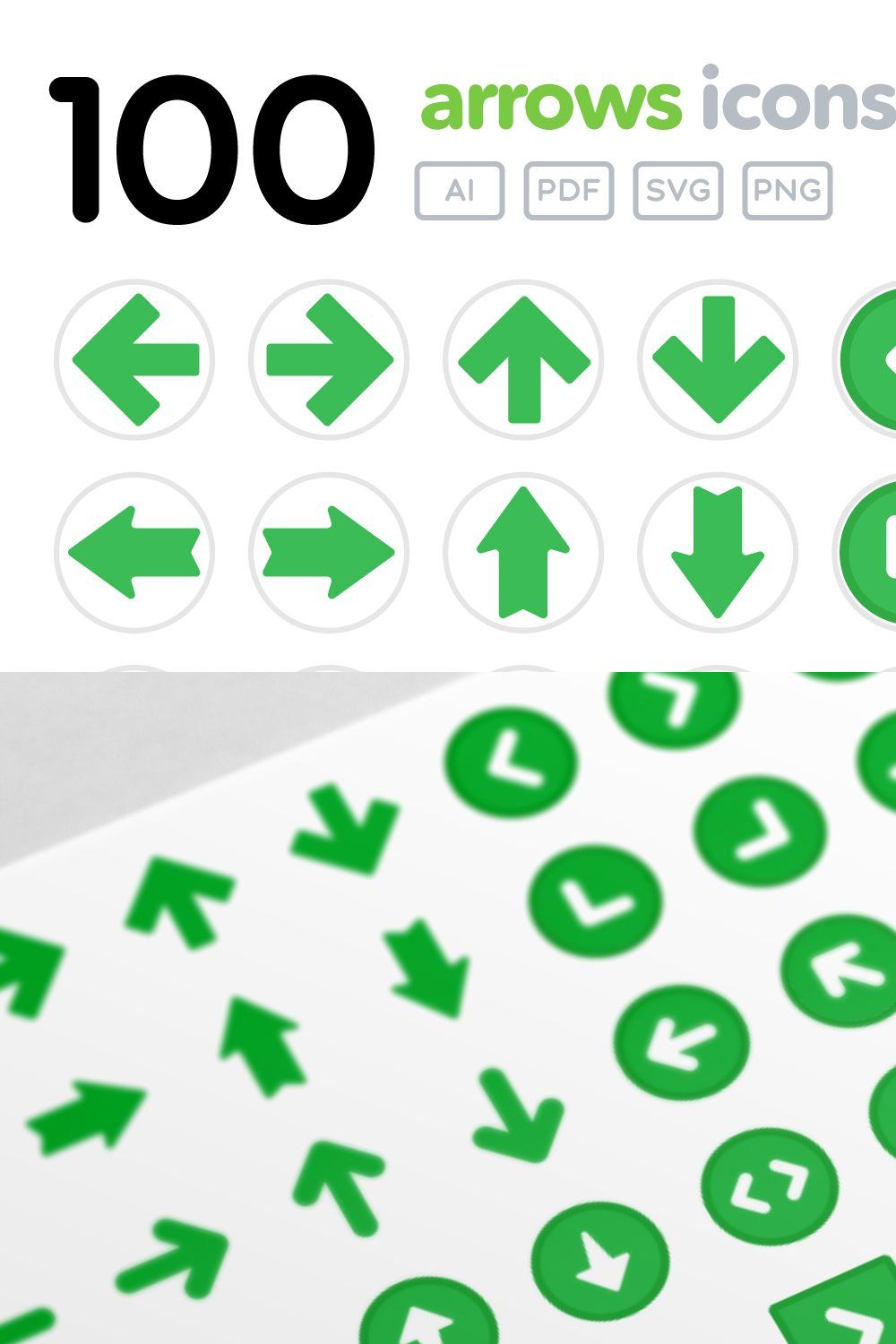 100 Arrows Icons - Jolly - Green pinterest preview image.