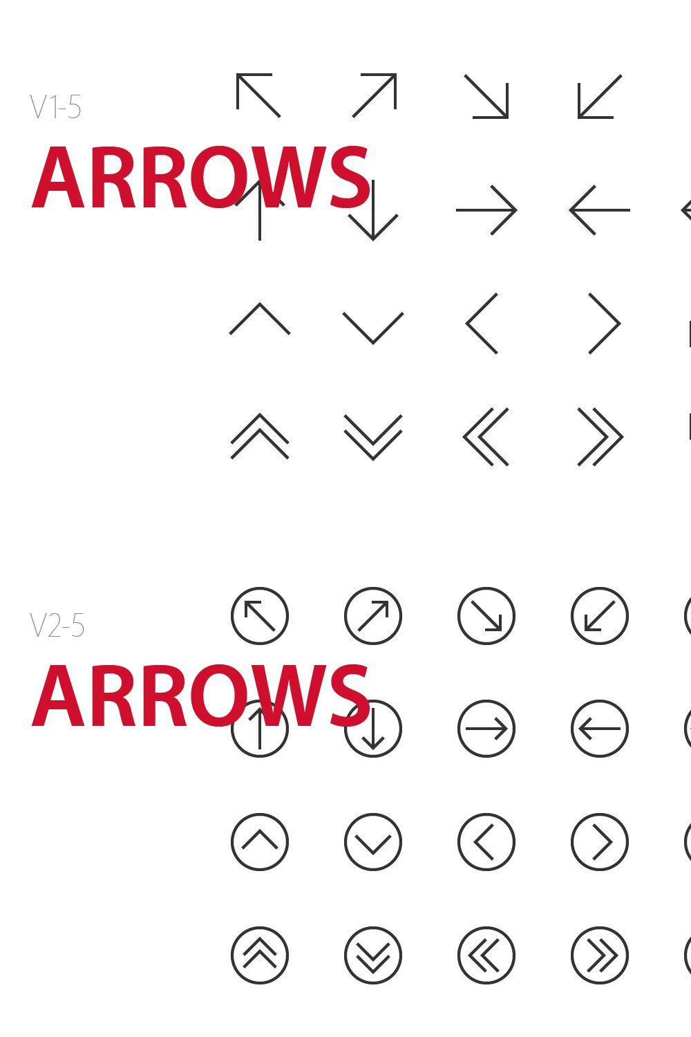100 Arrows UI icons pinterest preview image.