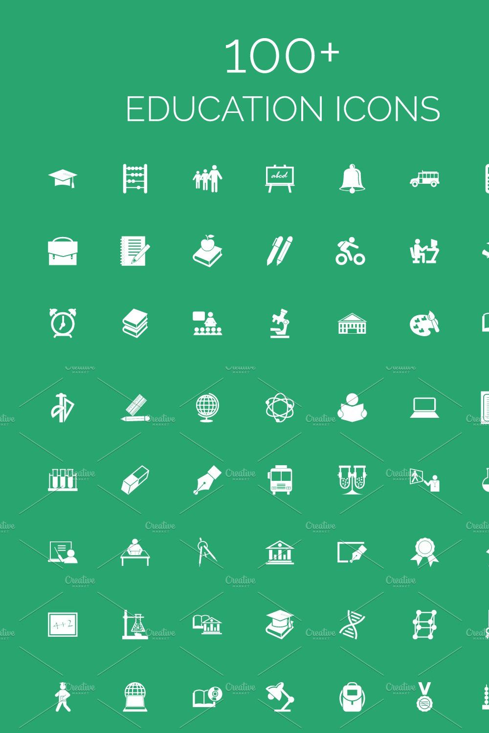 100+ Education Vector Icons Pack pinterest preview image.