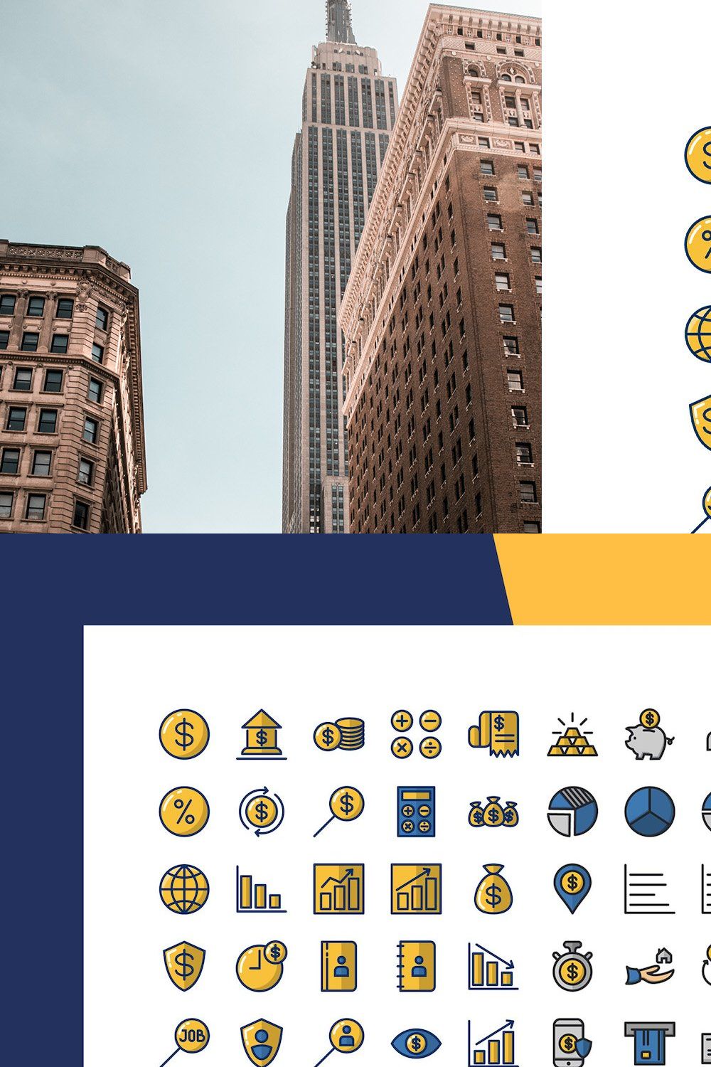 100 Finance Icons Pack pinterest preview image.