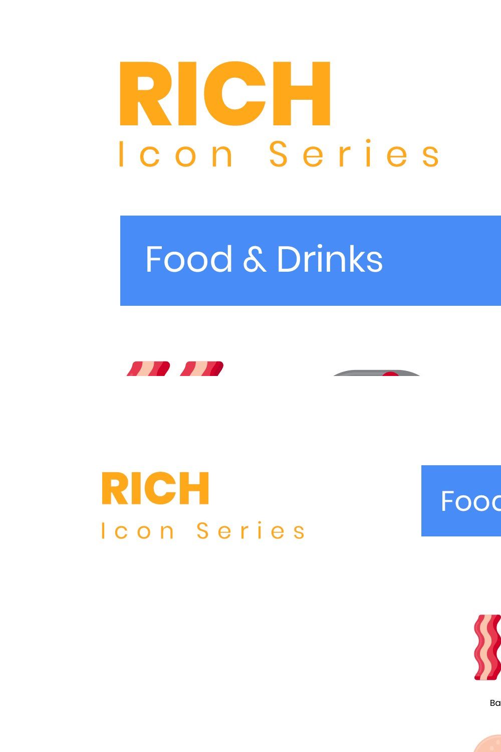 100 Food & Drinks Icons | Rich pinterest preview image.