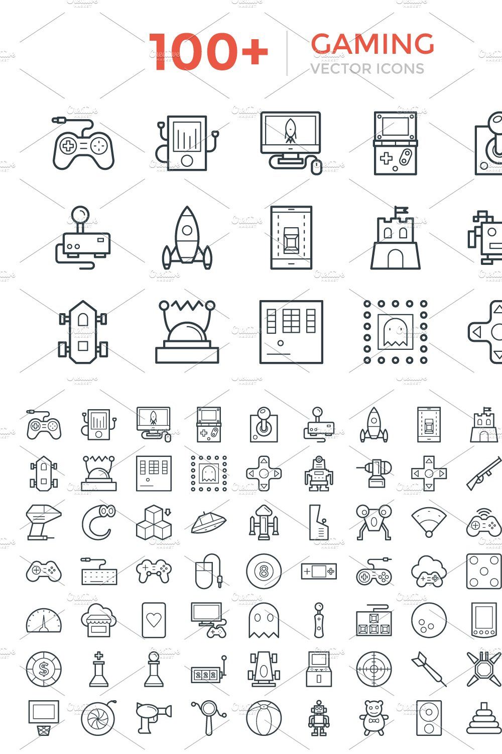 100+ Gaming Vector Icons pinterest preview image.