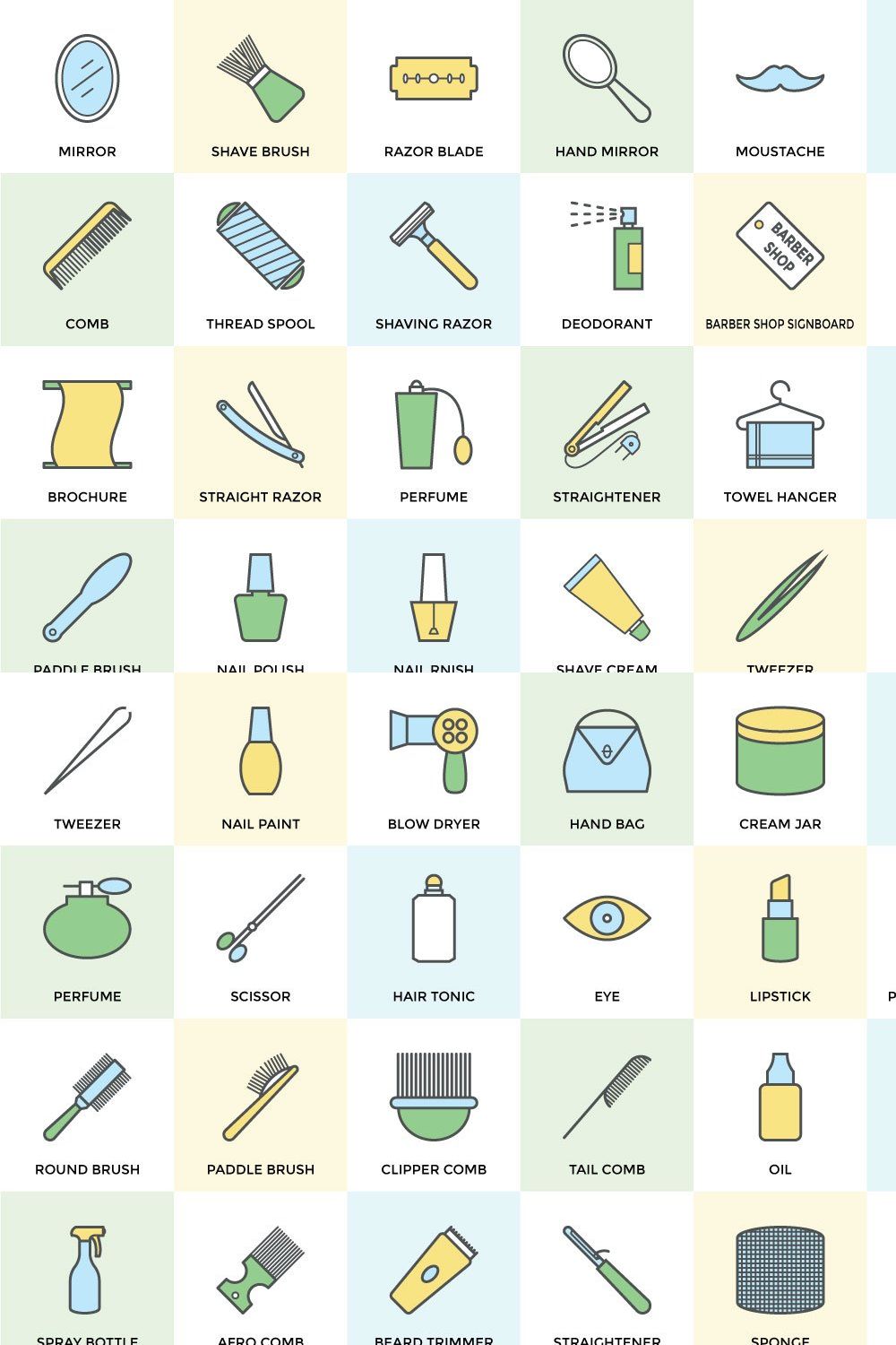 100+ Hair Salon or Barber Icons Set pinterest preview image.