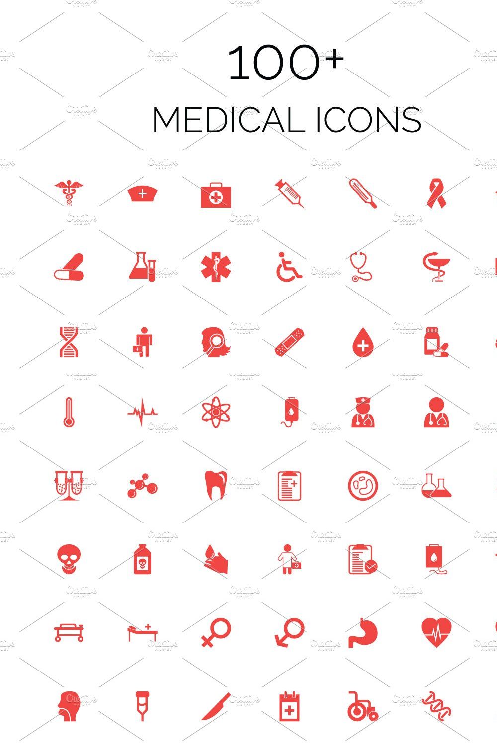 100+ Medical Vector Icons Pack pinterest preview image.