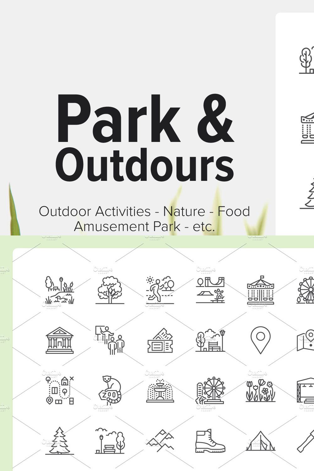 100 Park & Outdoors Icons pinterest preview image.