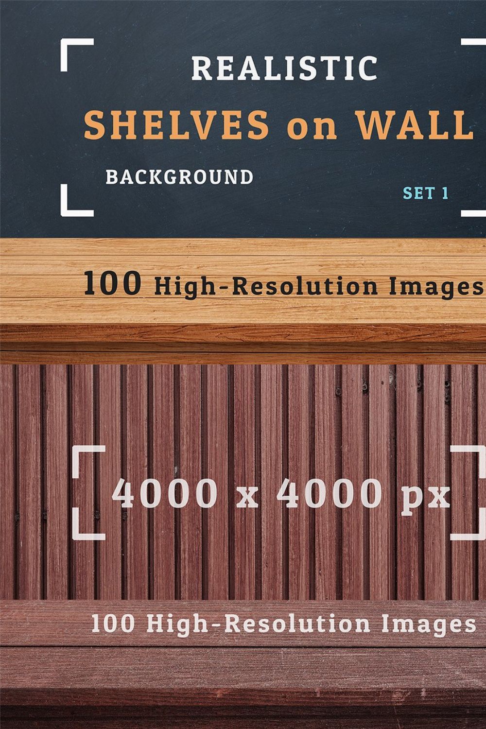 100 Realistic Shelves on Wall. Set 1 pinterest preview image.