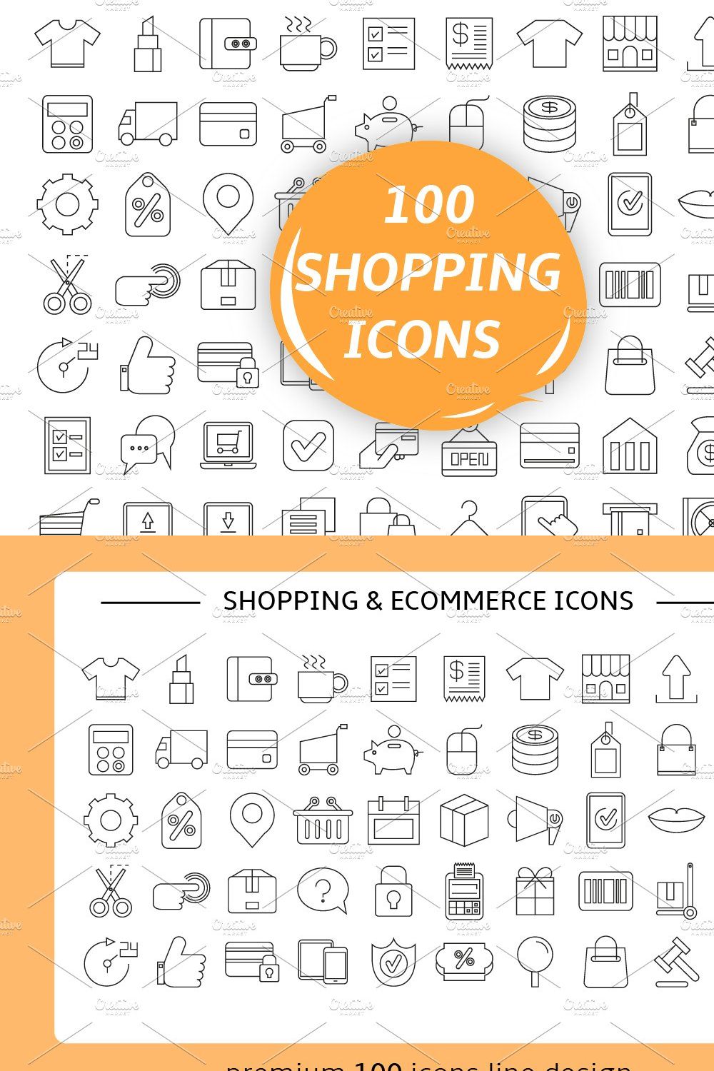 100 Shipping Icons Set pinterest preview image.