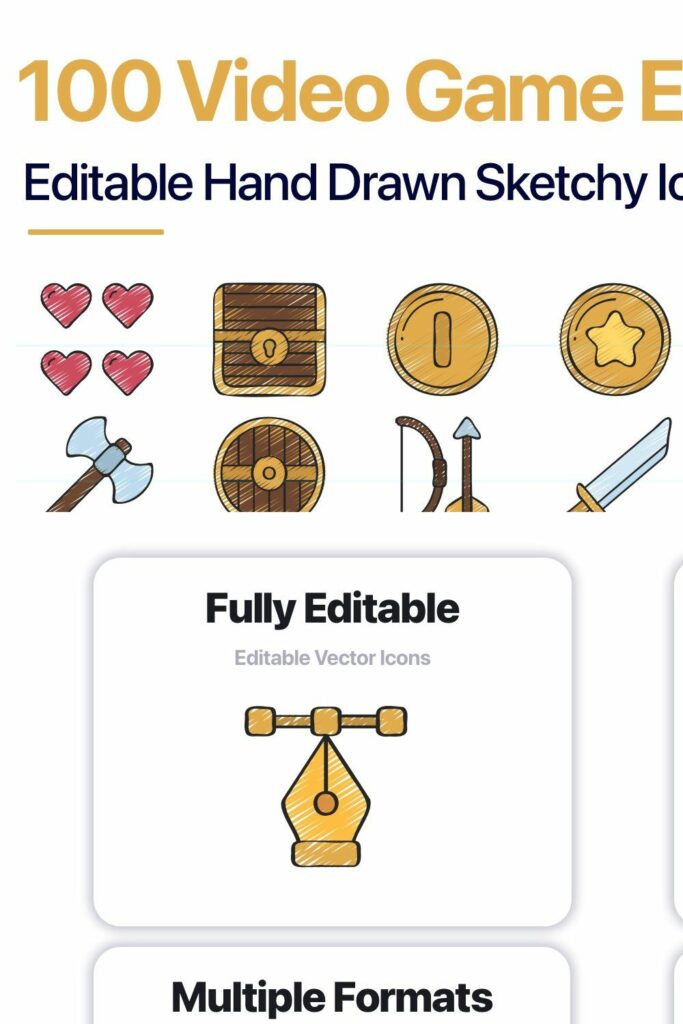 100 Video Game Elements Icons – MasterBundles