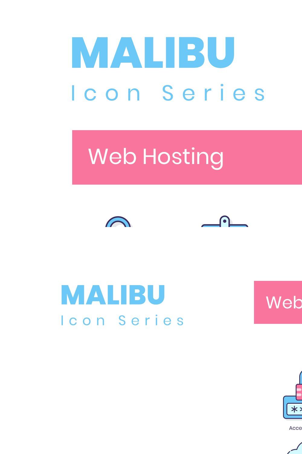 100 Web Hosting Icons - Malibu pinterest preview image.