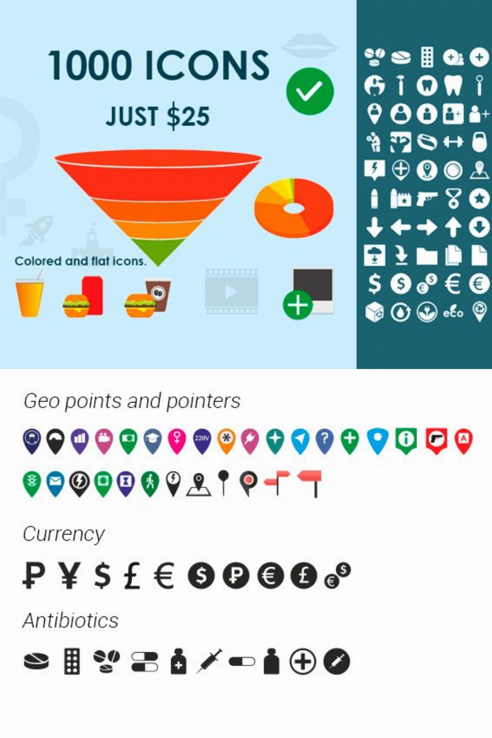 1000 SVG icons for web and mobile UI pinterest preview image.