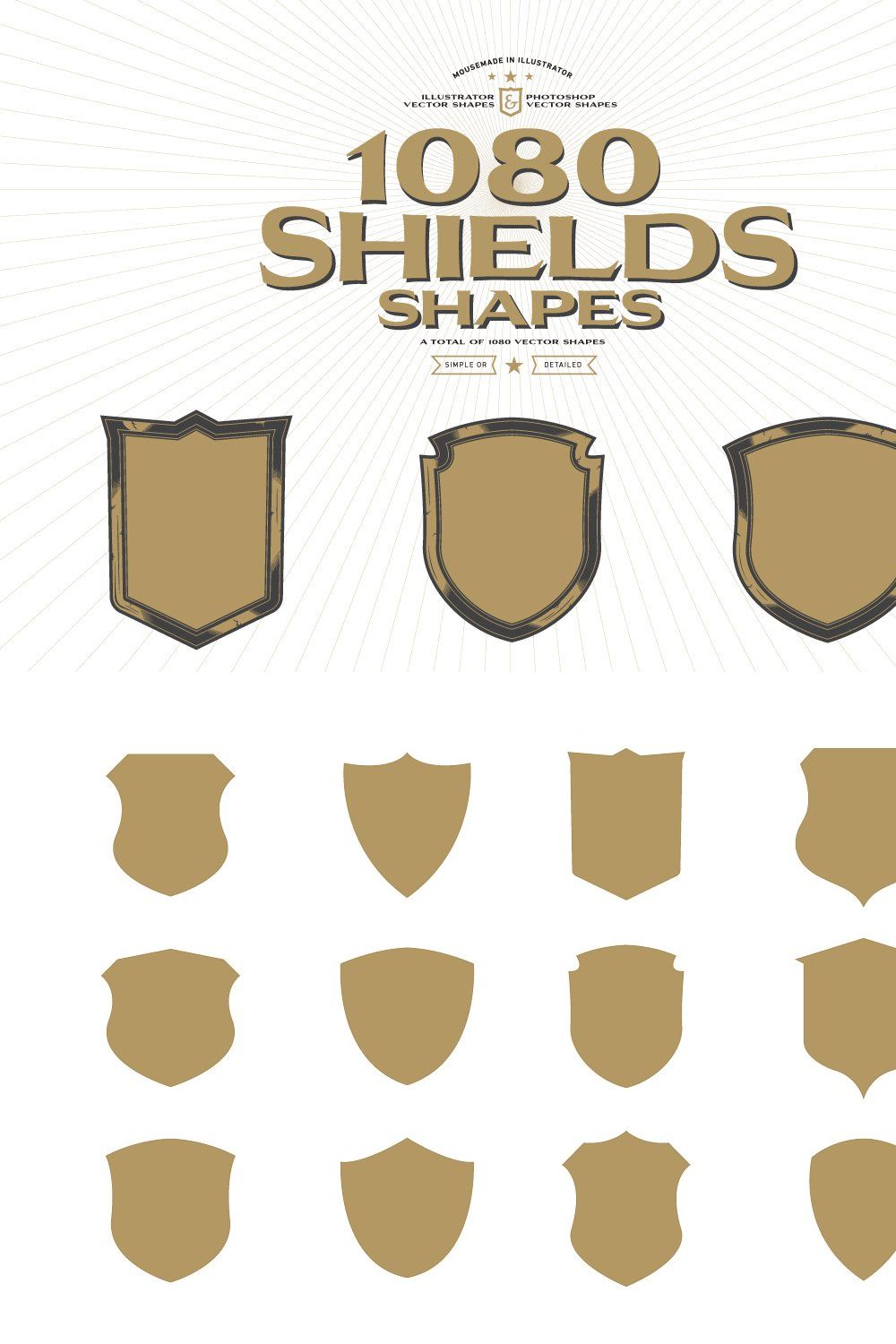 1080 Vector Shields Shapes pinterest preview image.