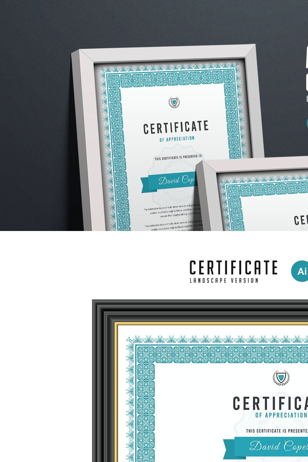 109. Clean Certificate Template pinterest preview image.