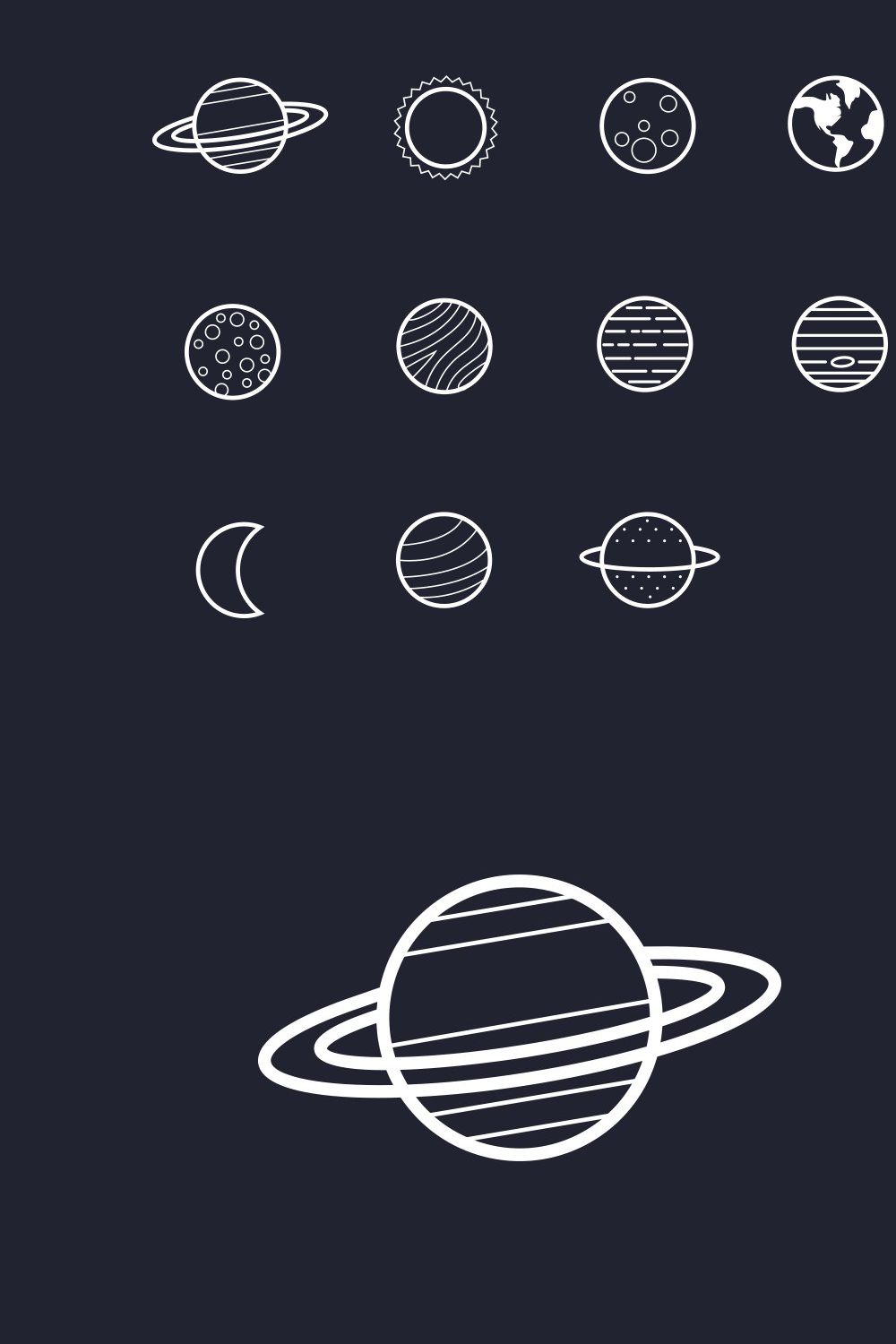 11 Solar System Planet Icons pinterest preview image.