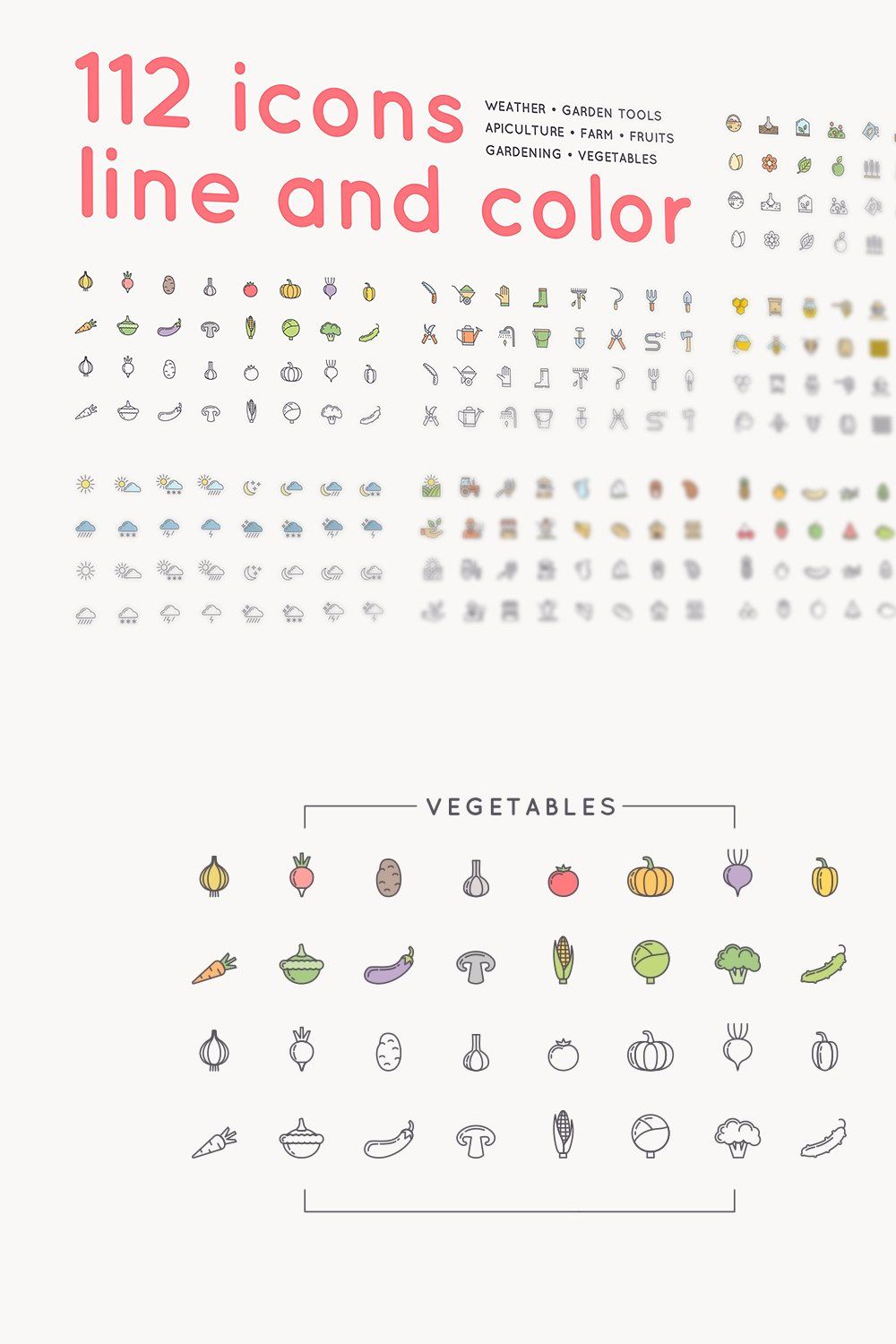 112 icons /farm/gardening/apiculture pinterest preview image.