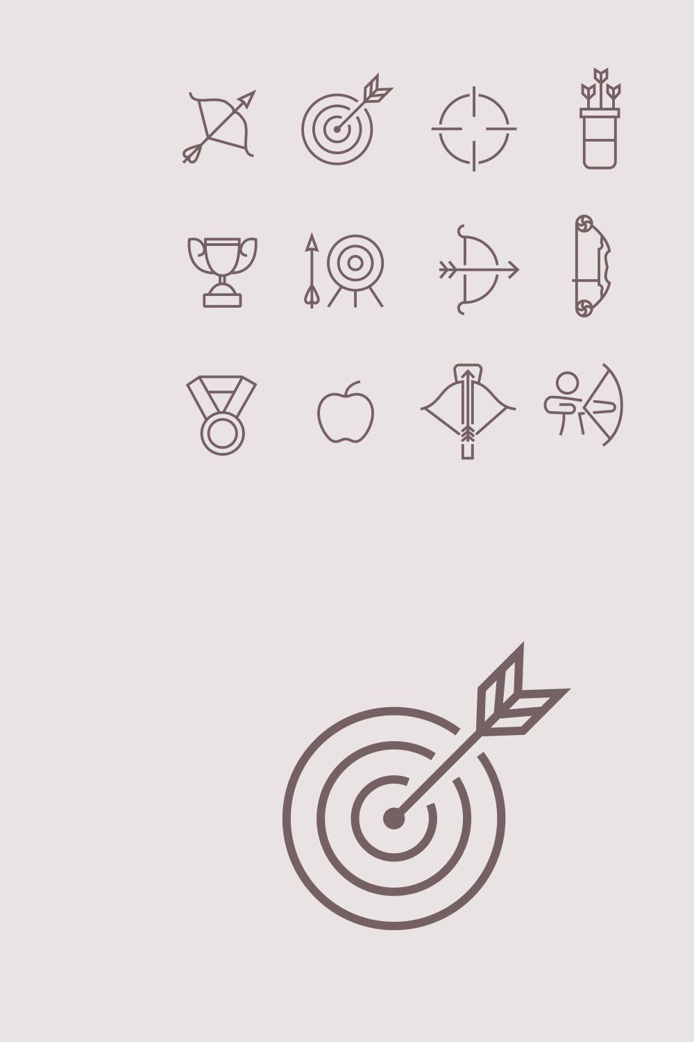 12 Archery Icons pinterest preview image.