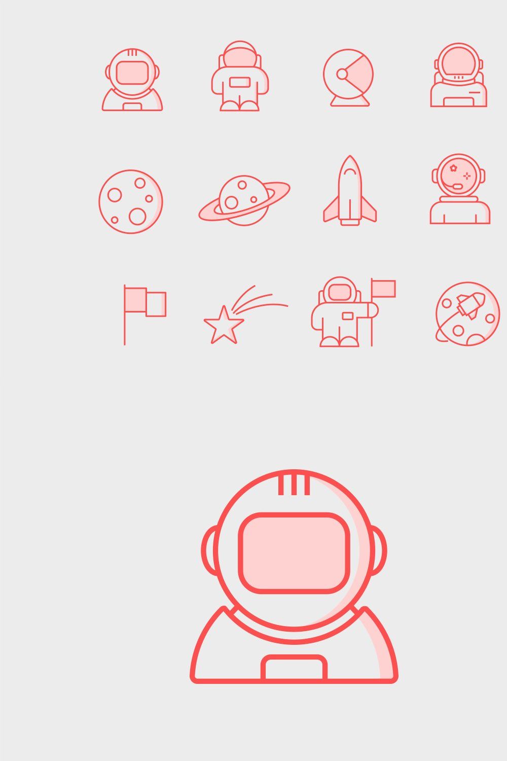 12 Astronaut Icons pinterest preview image.