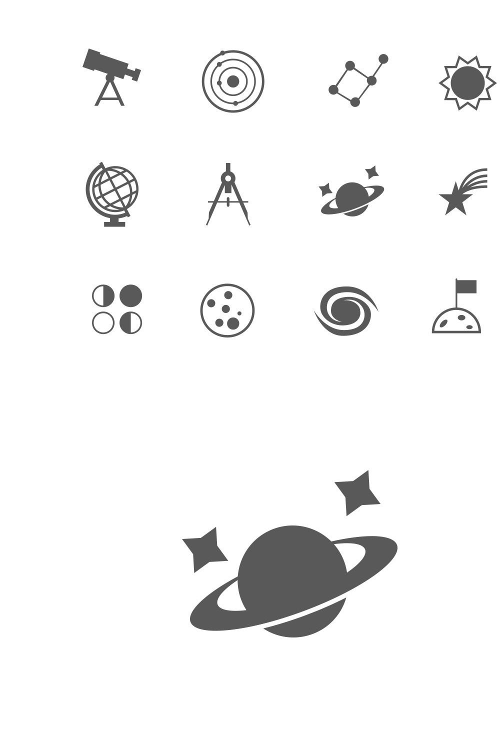 12 Astronomy and Space Icons pinterest preview image.