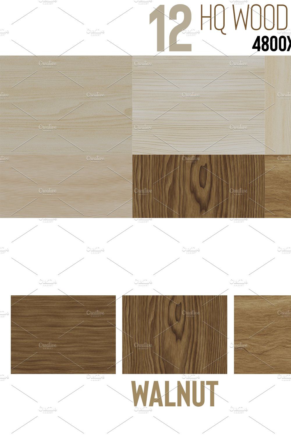 12 HQ Wood Texture Set pinterest preview image.