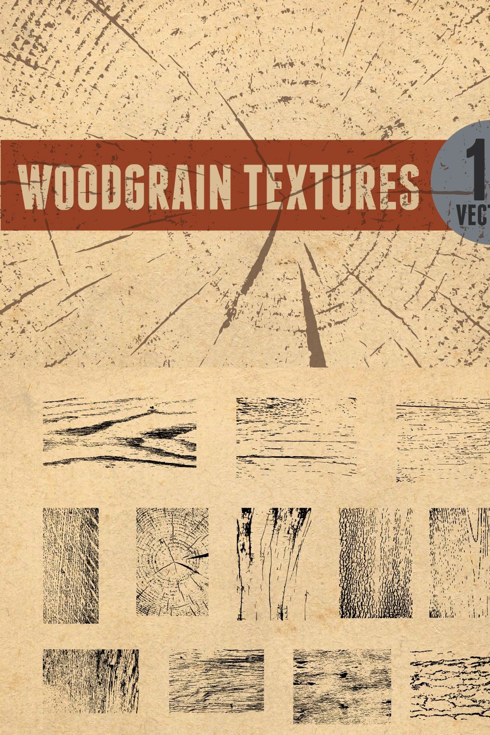 12 Vector Wood Grain Textures pinterest preview image.