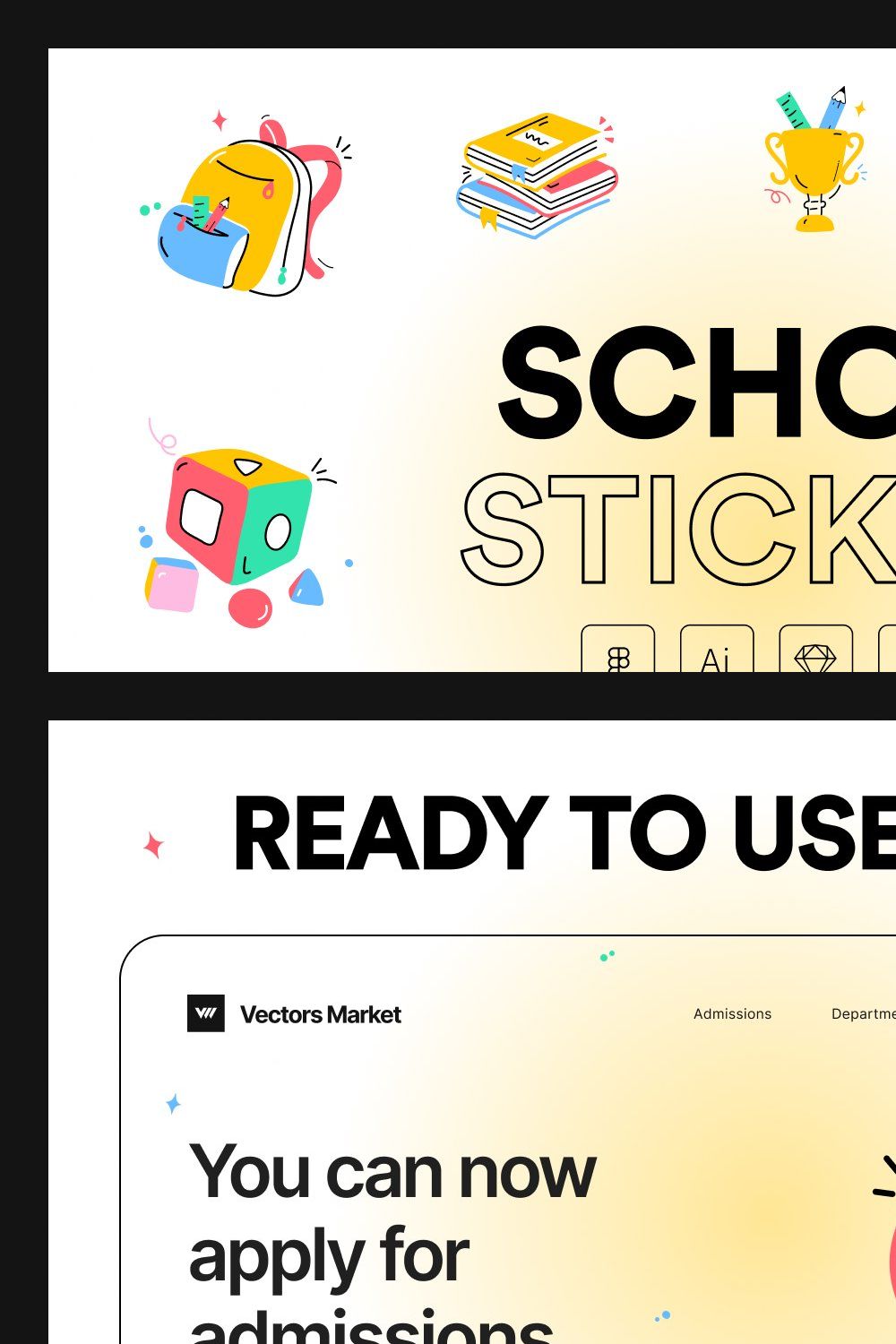 120 School Stickers pinterest preview image.