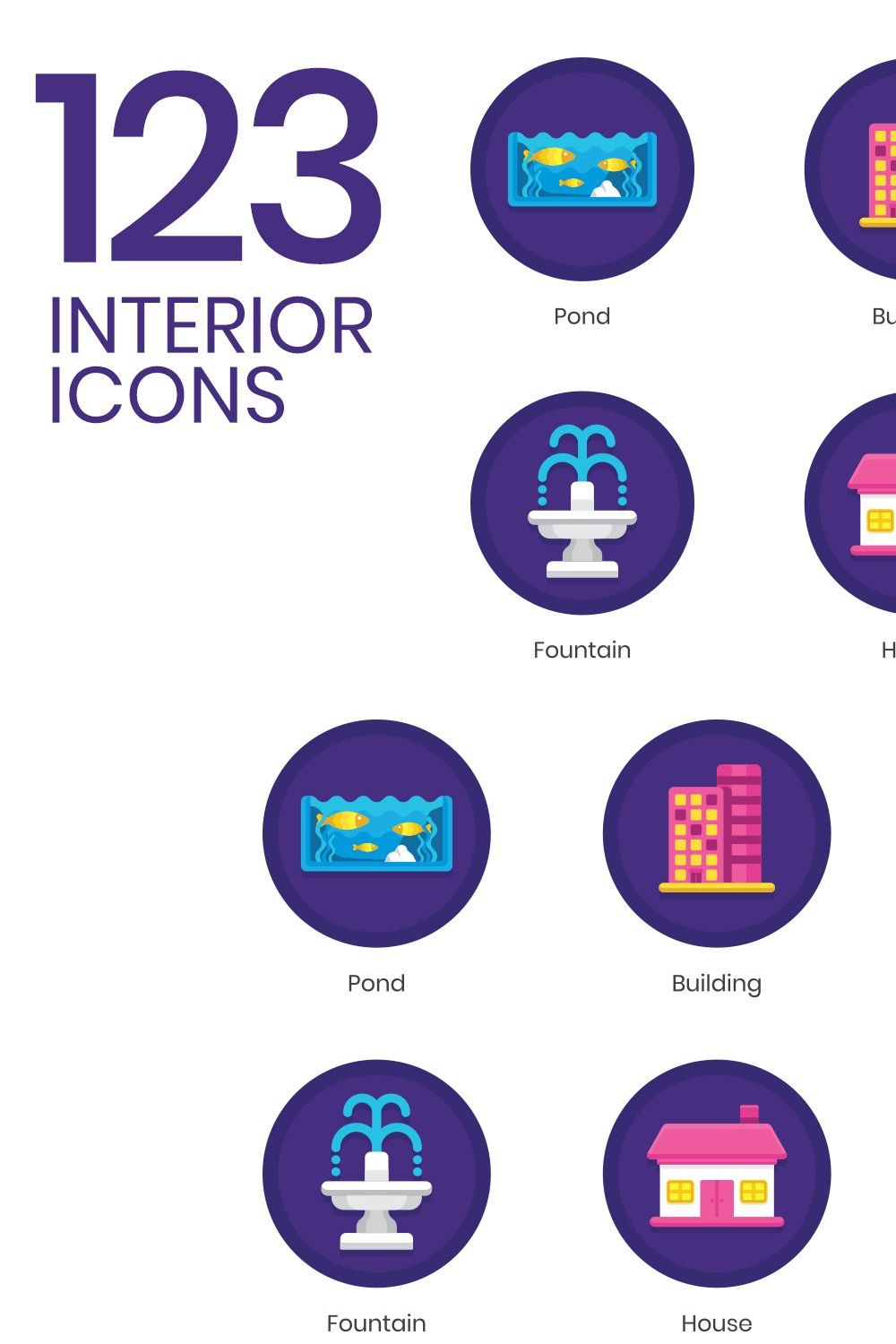123 Interior Icons - Orchid Series pinterest preview image.