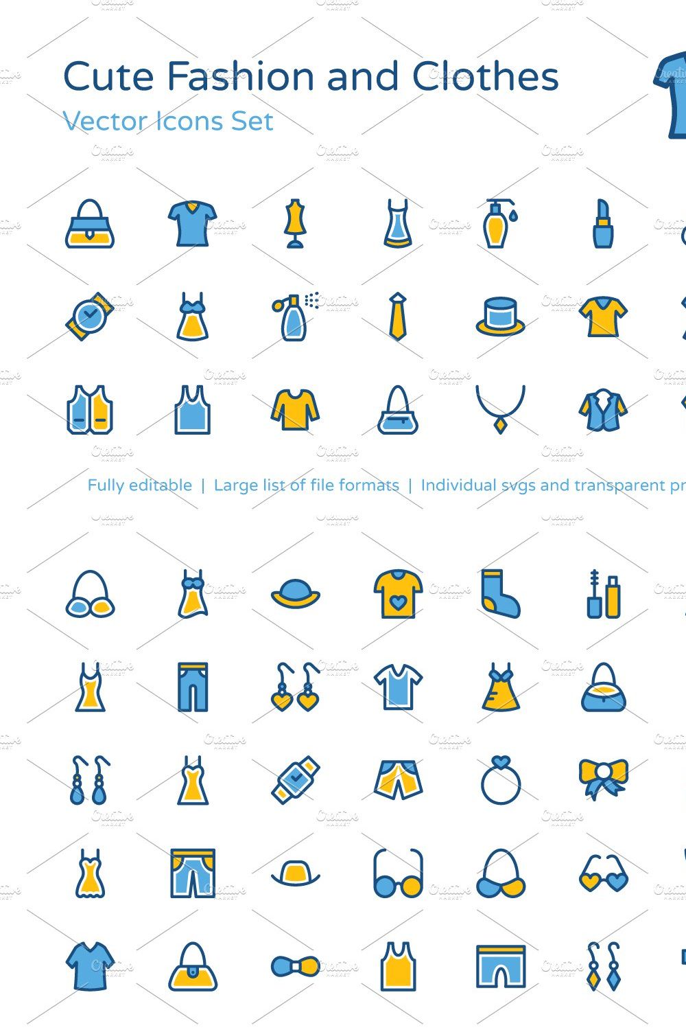 125+ Fashion and Clothes Icons Set pinterest preview image.