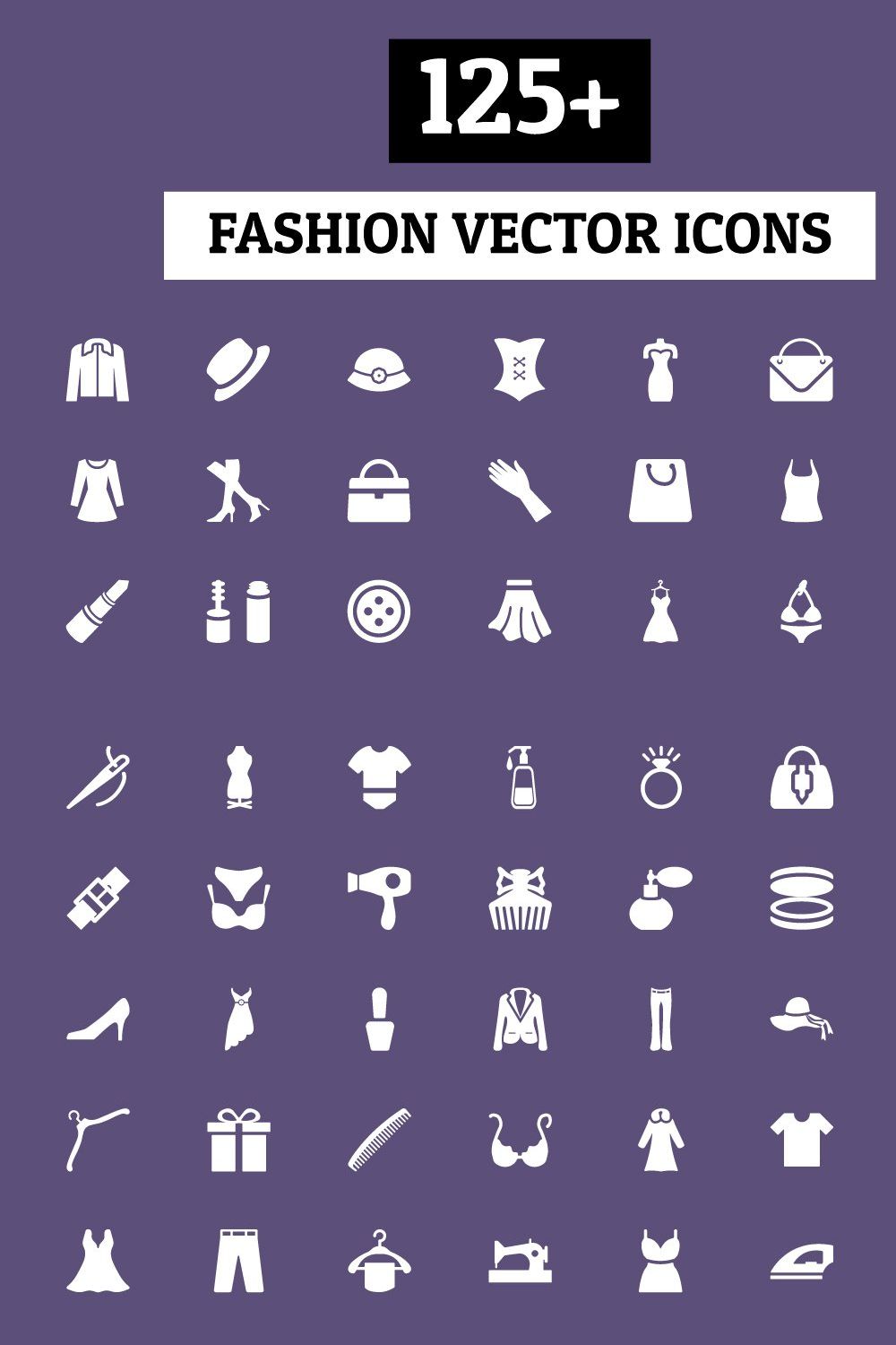 125+ Fashion Vector Icons pinterest preview image.
