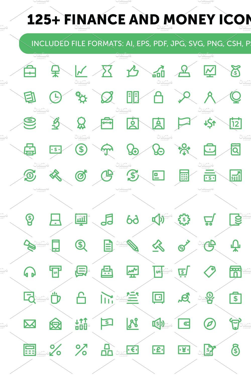 125+ Finance and Money Icons pinterest preview image.