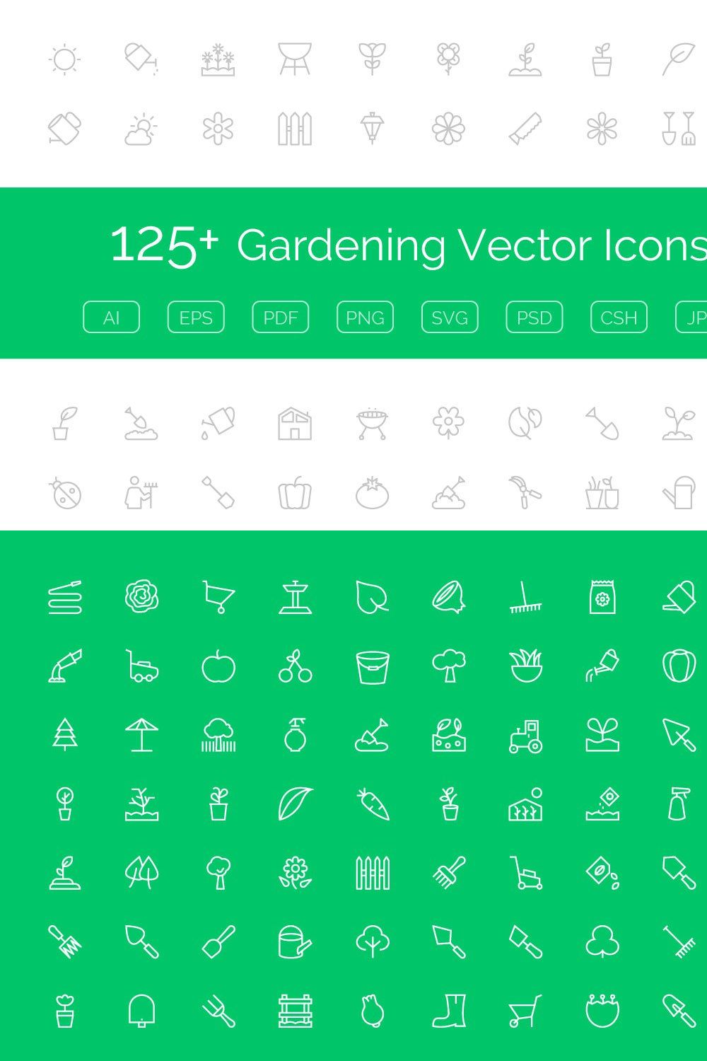 125+ Gardening Vector Icons pinterest preview image.