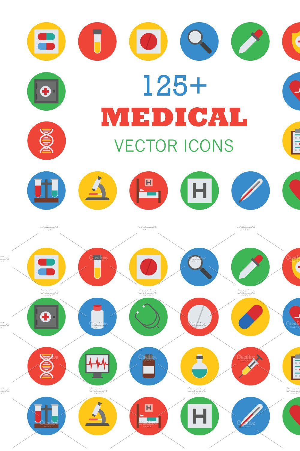 125+ Medical Vector Icons pinterest preview image.