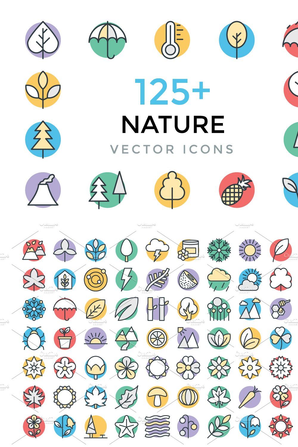 125+ Nature Vector Icons pinterest preview image.