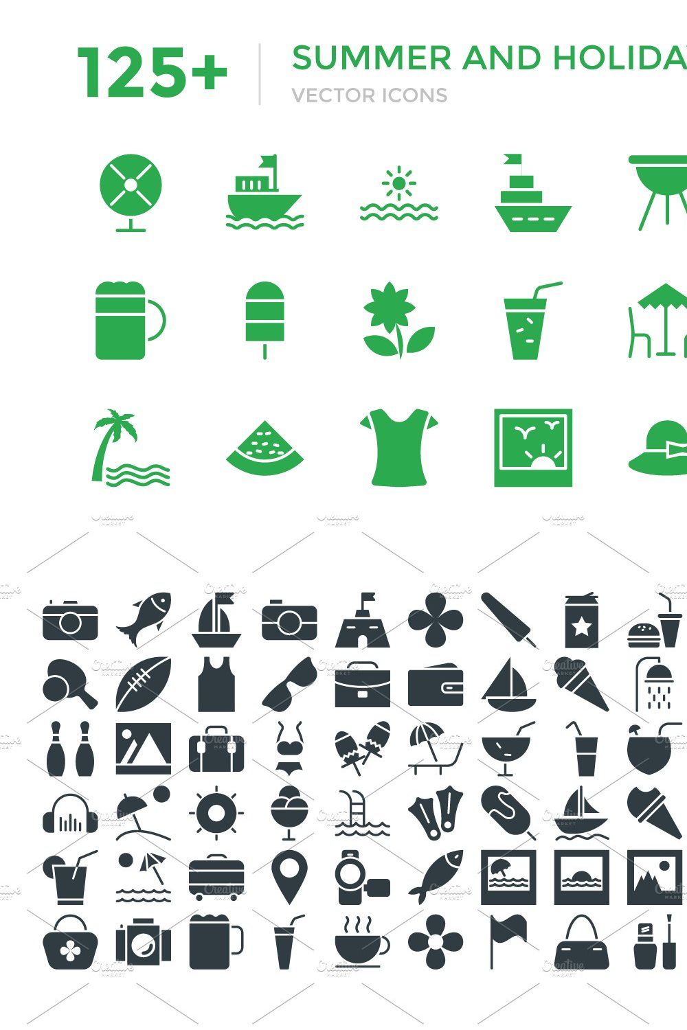 125+ Summer & Holidays Vector Icons pinterest preview image.