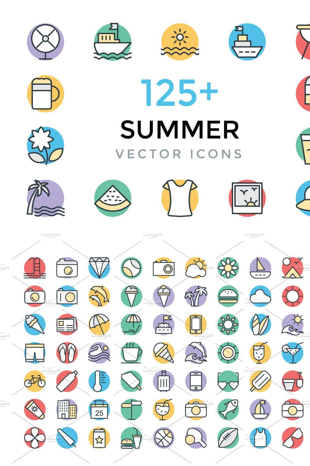 125+ Summer Vector Icons pinterest preview image.