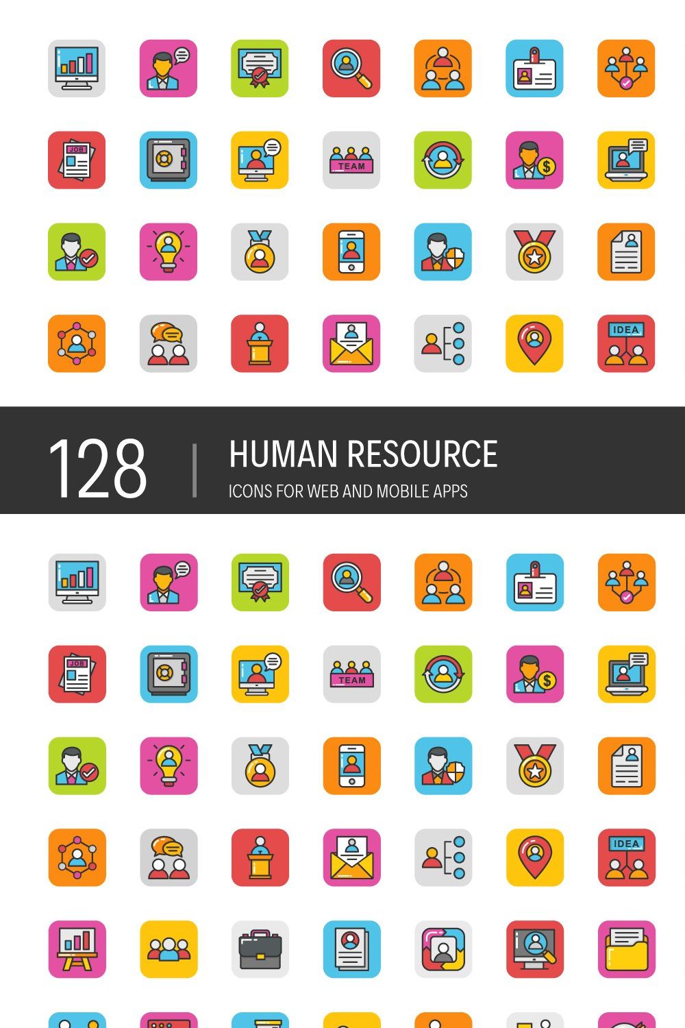128 Human Resource Icons pinterest preview image.
