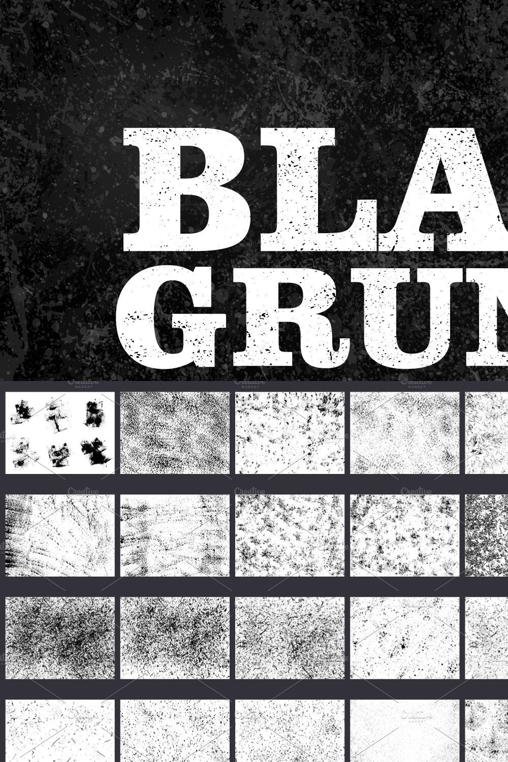 130 Black Grunge Textures pinterest preview image.