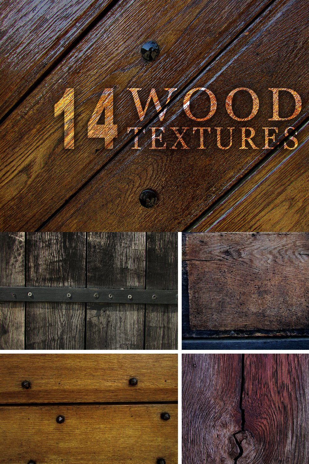 14 Wood Textures pinterest preview image.