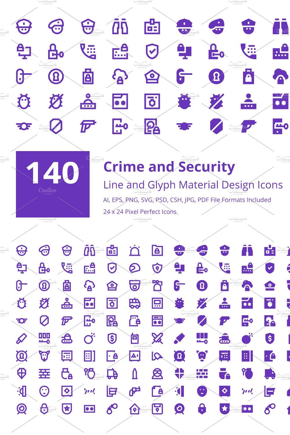 140 Crime and Security Material Icon pinterest preview image.